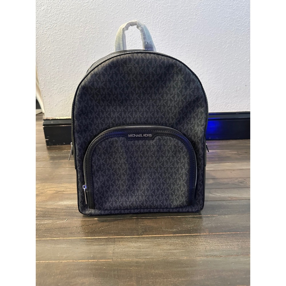 Michael Kors Jaycee Large Zip Pocket Backpack Black Signature 35S2S8TB7B NEW